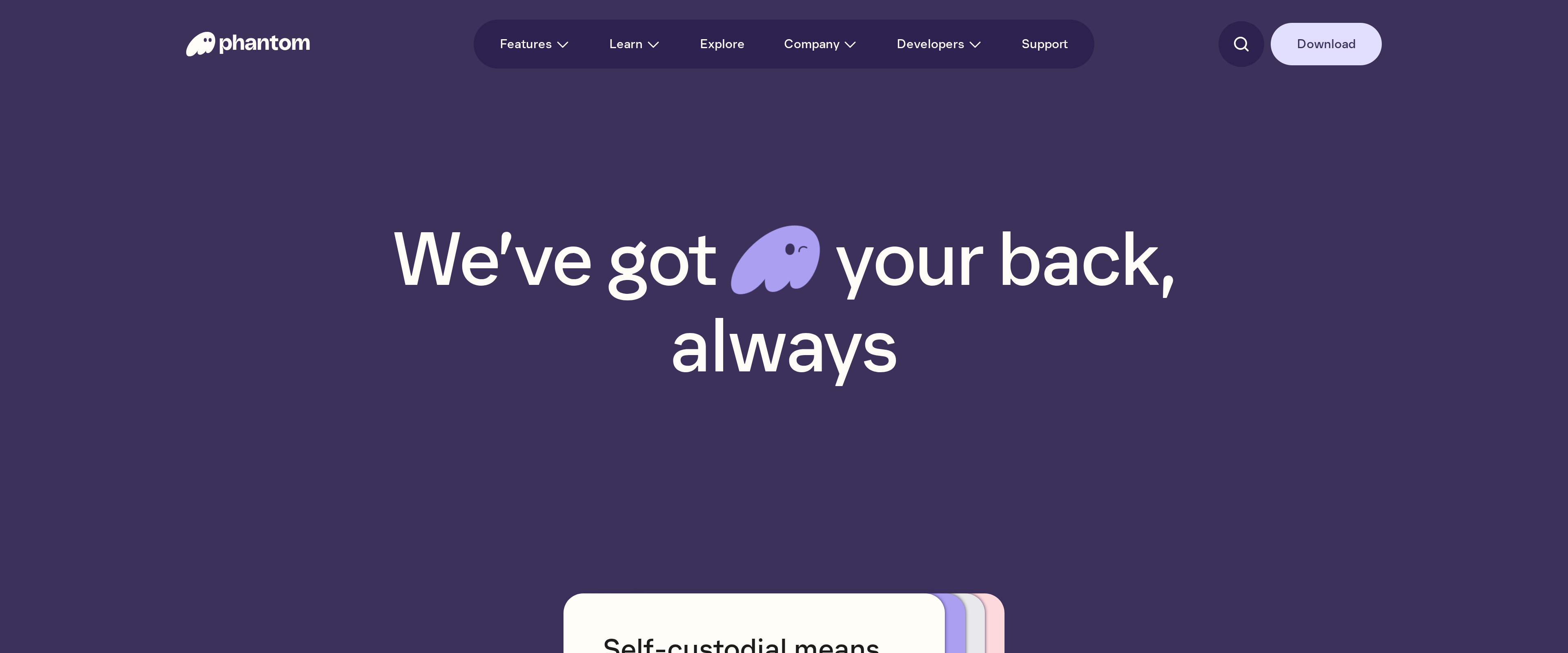 Phantom security page describing self-custody and transaction signing protections